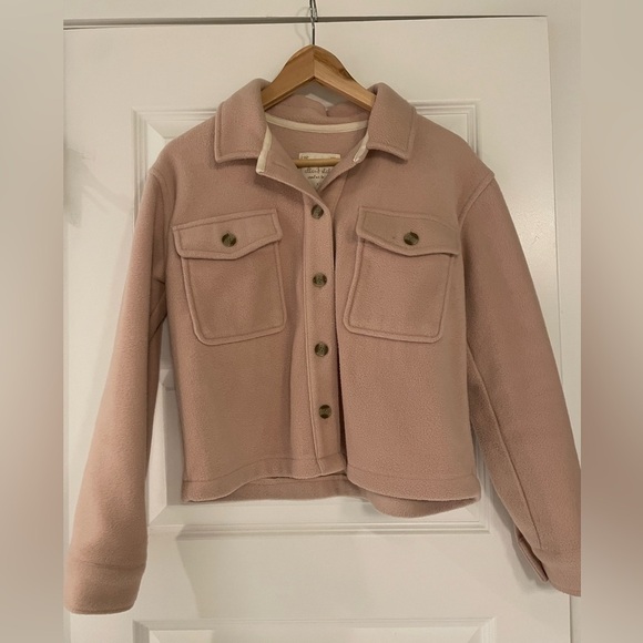 Altar’d State Asha Cropped Fleece Jacket, Dusty Rose, XS - Picture 1 of 6